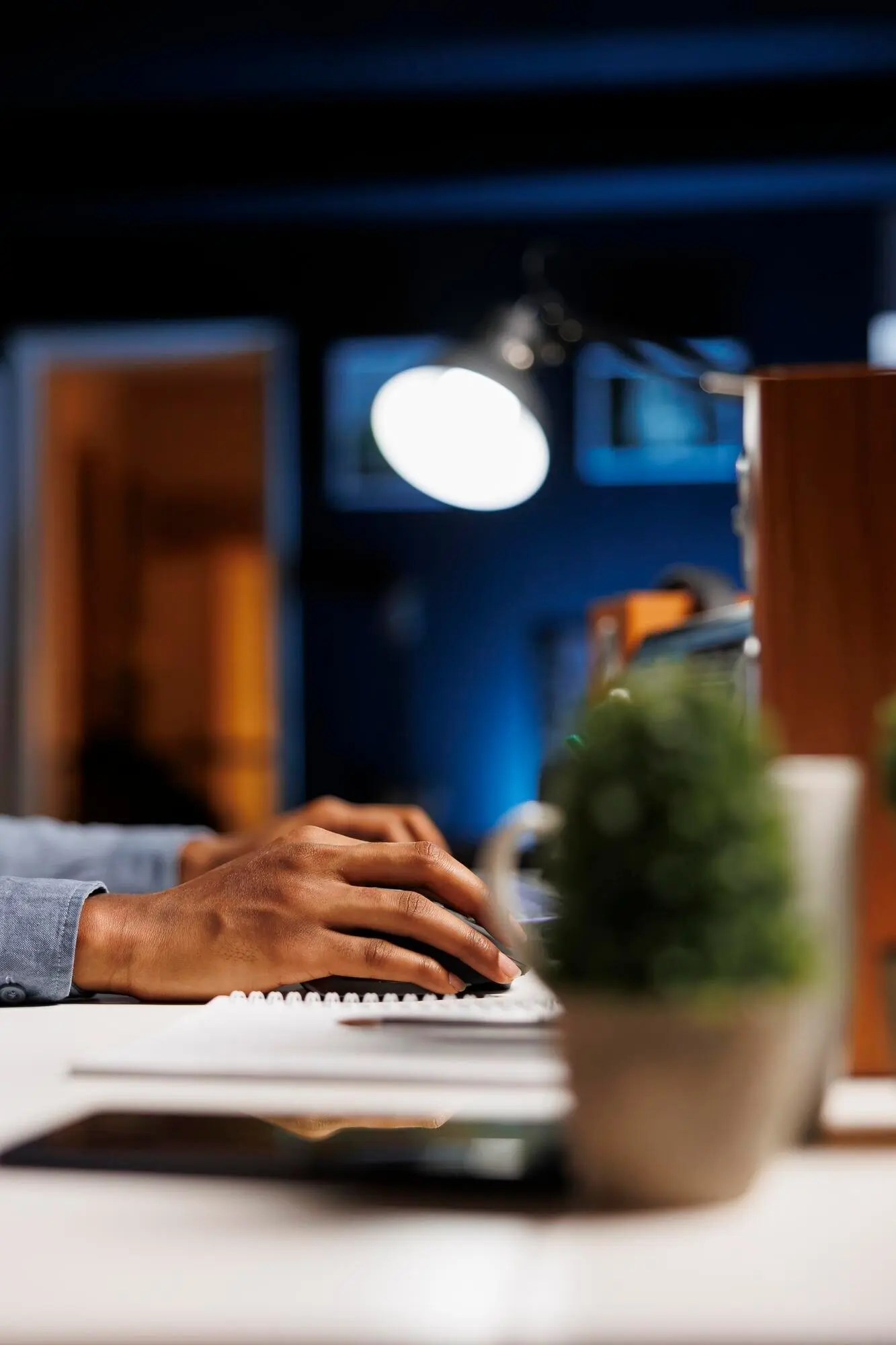 Developer taking an online e-learning class at their home desk.